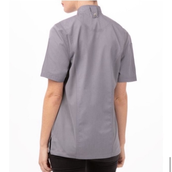 🪞 grey women’s zip up cool vent chef coat small - Picture 7 of 9